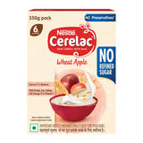 Nestle Cerelac Wheat Apple Baby Food Cereal, No Refined Sugar & No Preservatives, 6 to 24 Months Net quantity - 1 pack (350 g)